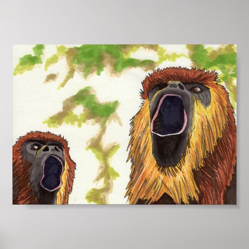 Red Howler Monkeys 5x7 Poster