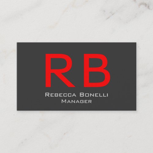 Red Huge Letters Monogram Manager Business Card