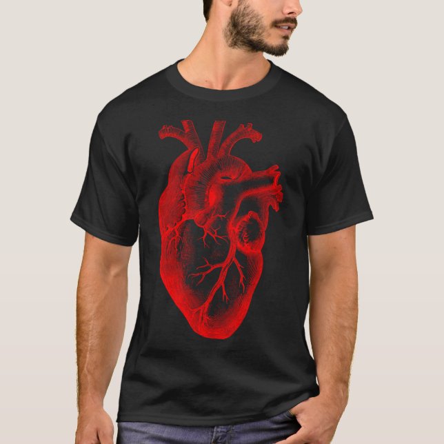 Red Human Heart Anatomical Med Student Valentines  T-Shirt (Front)
