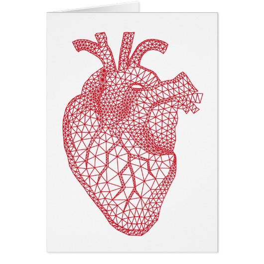 red human heart with geometric mesh pattern cards (Front)