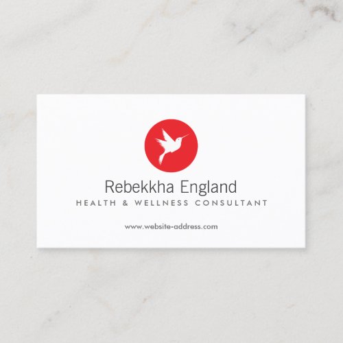 Red Hummingbird Logo Health Care Naturopath Business Card