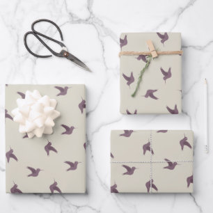 red hummingbird pattern wrapping paper sheets