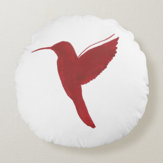 Red Hummingbird Round Pillow (Front)