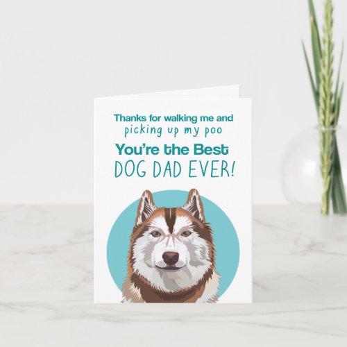 Red Husky Dog Dad fathers day Card