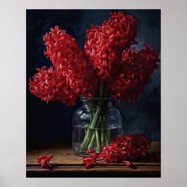 Red Hyacinth Flowers Art Print Poster (Front)