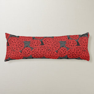 Red hydrangea body pillow