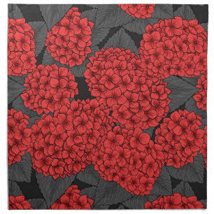 Red hydrangea cloth napkin
