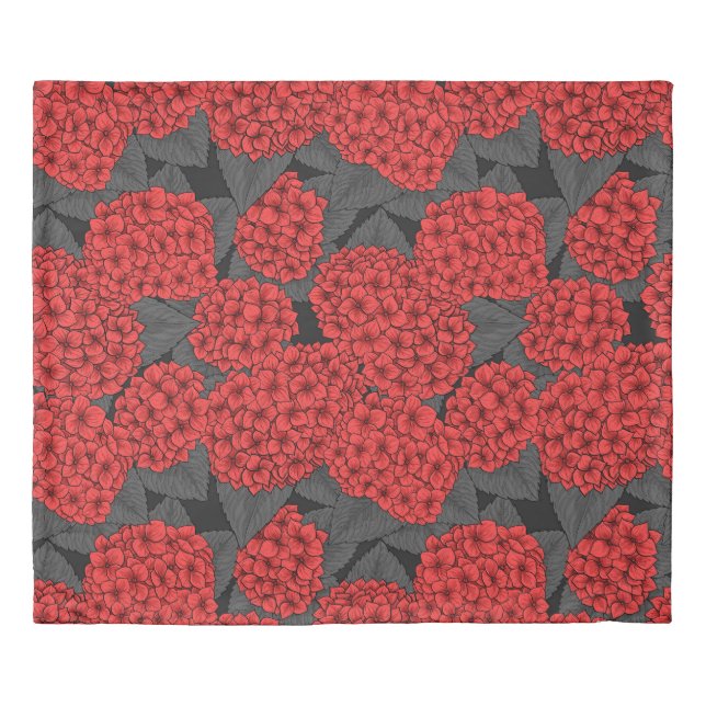 Red hydrangea duvet cover (Front)