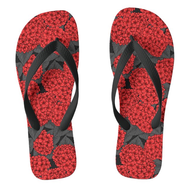 Red hydrangea flip flops (Footbed)