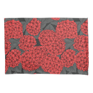 Red hydrangea pillow case