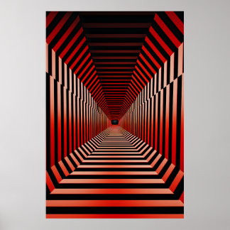 Red Hypnotic Illusions Poster