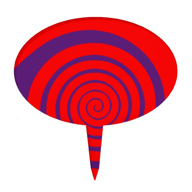 red hypnotic spiral image cake topper (Front)