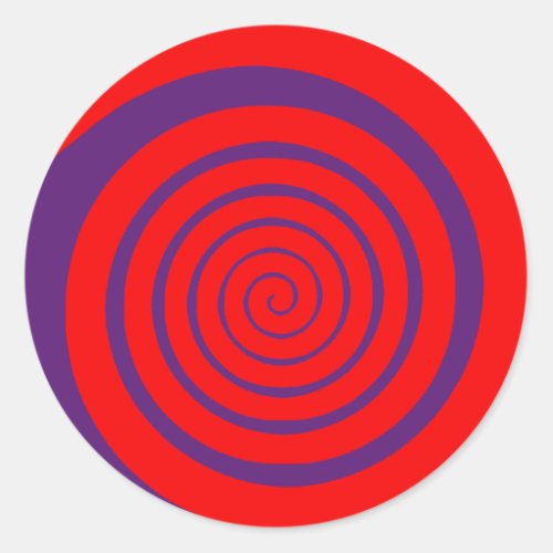 red hypnotic spiral image classic round sticker