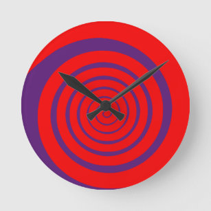 red hypnotic spiral image round clock