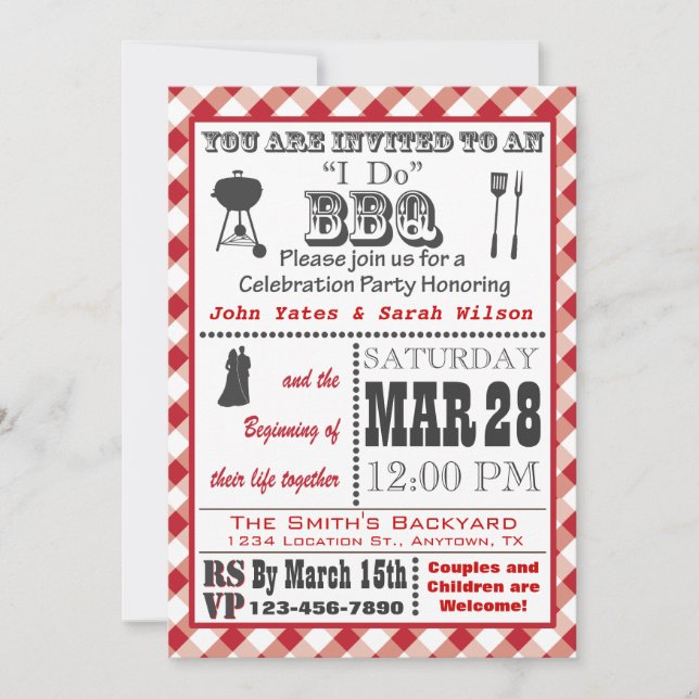 Red I Do Barbecue Invitation (Front)