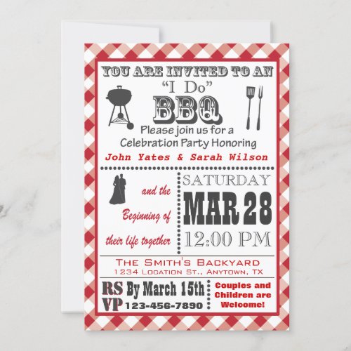 Red I Do Barbecue Invitation