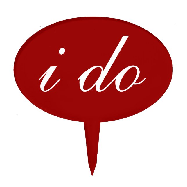 Red " i do"  Cake Pick (Front)
