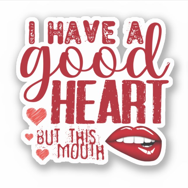 Red - i have a good heart but this mouth sticker (Front)
