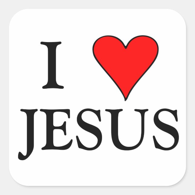 Red I HEART JESUS Square Sticker (Front)
