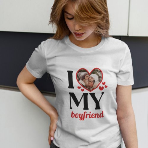 Red I Heart My Boyfriend Add Photo T_Shirt