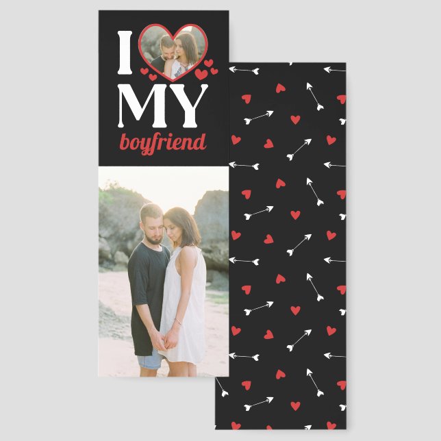 Red I Heart My Boyfriend Add Photos Bookmarks (Front & Back)