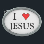 Red I love JESUS Belt Buckle<br><div class="desc">Express your unwavering love for Jesus with our heartfelt design. Instead of words, a vibrant red heart stands at the center, symbolizing the depth of your devotion. 'I ❤️ Jesus' speaks volumes in its simplicity, reminding us of the love that unites us all. Wear this design proudly as a declaration...</div>