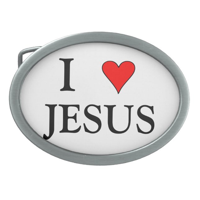 Red I love JESUS Belt Buckle (Front)