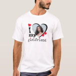 Red I Love My Girlfriend Boyfriend Gift T-Shirt<br><div class="desc">This super-cute, customizable, I Love My Girlfriend photo t-shirt makes a fun gift for your boyfriend on his birthday, Valentine's Day, your anniversary or just because. The design, which is a simple, modern twist on the trendy Y2K style, features grafitti style text in white and hearts in red set against...</div>