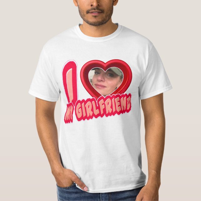 Red I Love My Girlfriend Photo Personalized T-Shirt (Front)