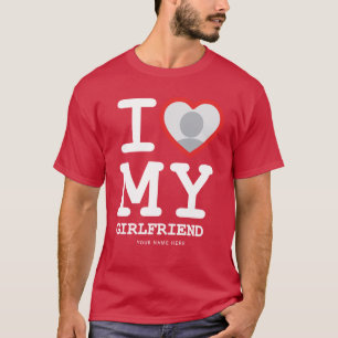 Red I Love My Girlfriend Photo Text T-Shirt