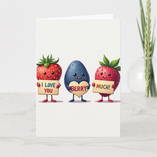 Red I Love You Berry Much Card (Front)
