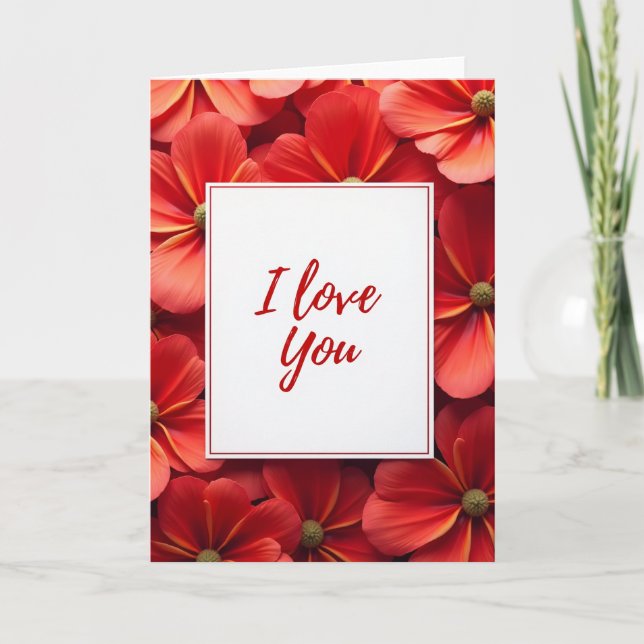 Red I Love You Floral Card (Front)