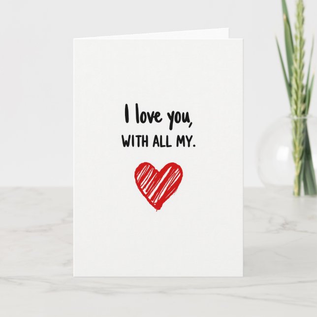 Red I Love You Heart Card (Front)