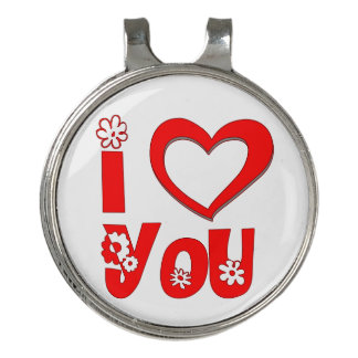 Red I Love You Heart Golf Hat Clip Marker