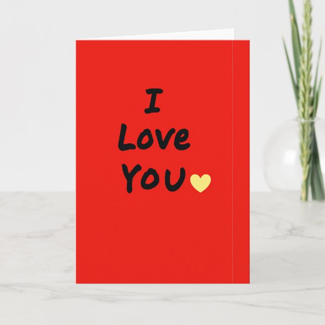 Red I Love You Heart Valentines Card (Front)