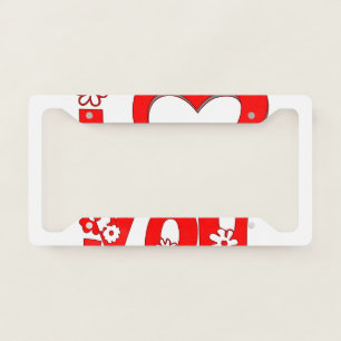 Red I Love You License Plate Frame