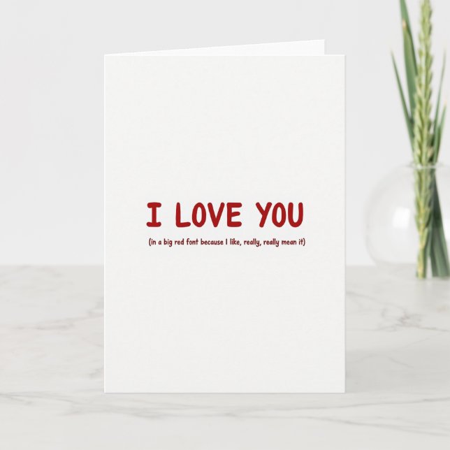 Red I Love You Romantic Card (Front)