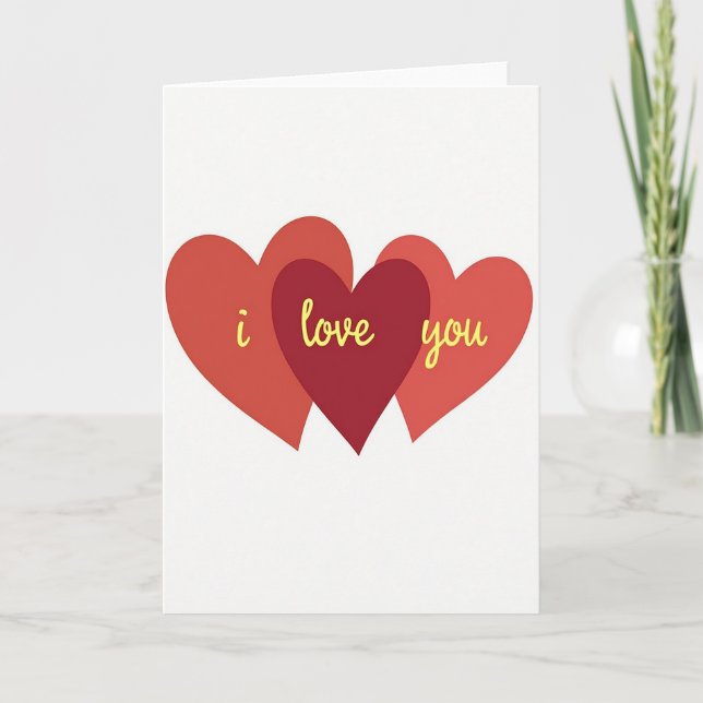 Red I Love You Valentine For Her Card (Front)