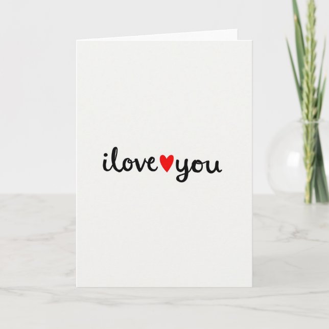 Red I Love You Valentines Card (Front)