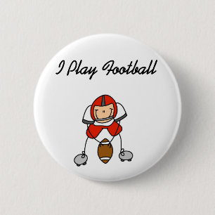 Red I Play Football Pinback Button