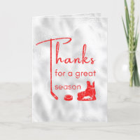 Red ice - Great season hockey coach thank you card