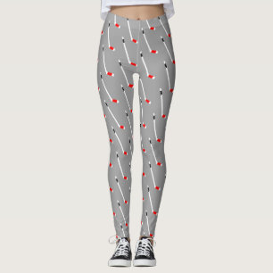 Red Ice Hockey Stick Pattern Leggings