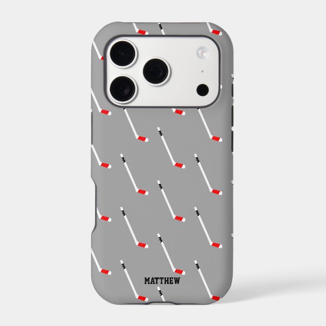 Red Ice Hockey Stick Pattern Personalized Case-Mate iPhone Case (Back)