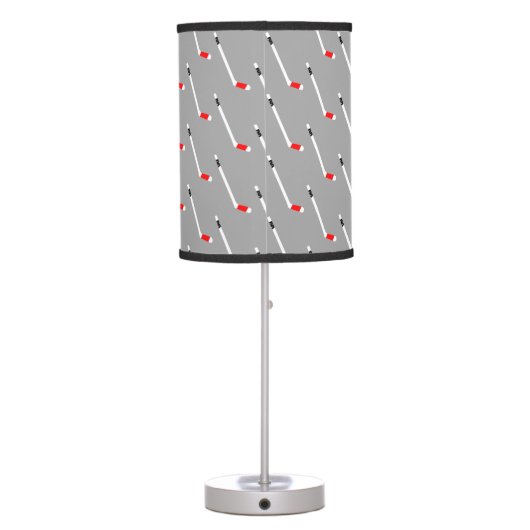 Red Ice Hockey Stick Pattern Table Lamp (Back)