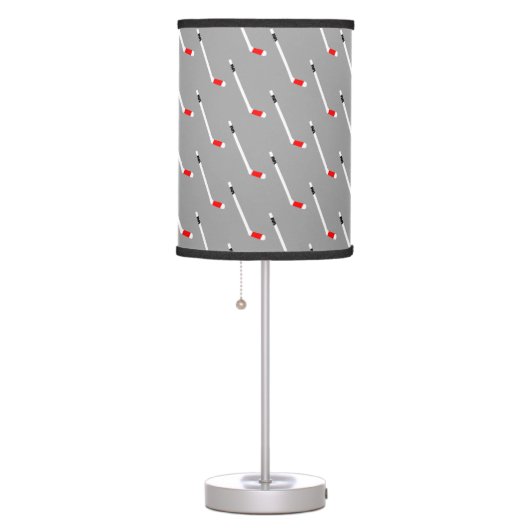 Red Ice Hockey Stick Pattern Table Lamp (Right)