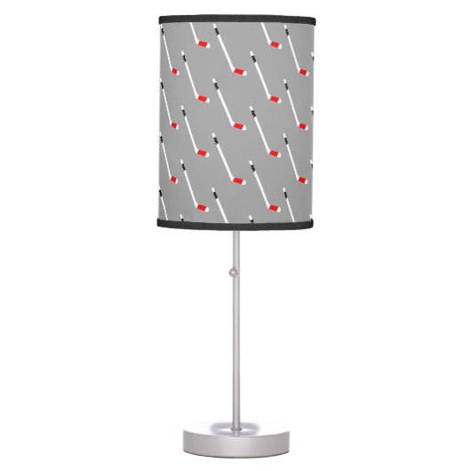 Red Ice Hockey Stick Pattern Table Lamp (Front)