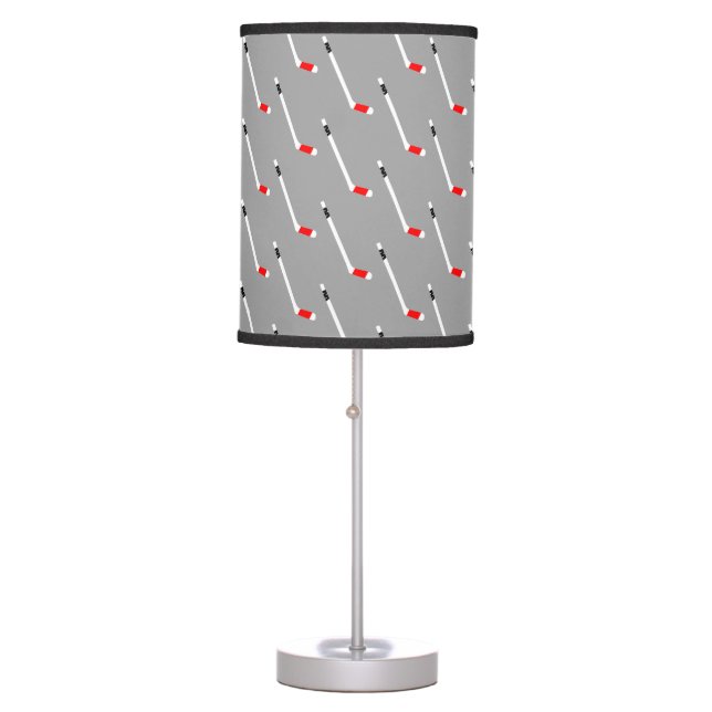 Red Ice Hockey Stick Pattern Table Lamp (Front)