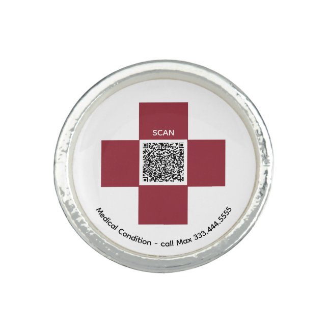 *~* Red ICE Medical Alert AP38 QR Cross Ring (Front)