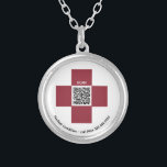 *~* Red ICE Medical Alert AP38 QR Cross Silver Plated Necklace<br><div class="desc">(search code AP38 for similar items ) ICE - In case of Emergency ROUND SILVER PLATE NECKLACE / PENDANT - Medical Alert Ring a Cross that is RED contains the QR code. You can also transfer this design to most Zazzle products. ( Reach out if you need help. ) BE...</div>