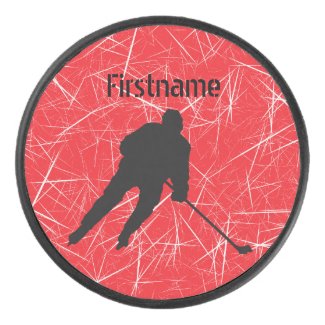 Red ice Player - Personalized Ice Hockey Puck